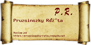 Pruzsinszky Réta névjegykártya